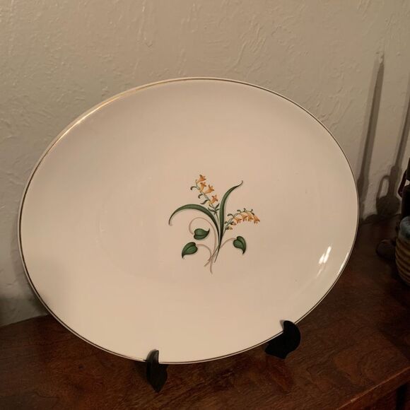 VTG EDWIN KNOWLES CHINA FORSYTHIA CUP +SAUCER, SERVING PLATE  -GOLD TRIM - Picture 11 of 11